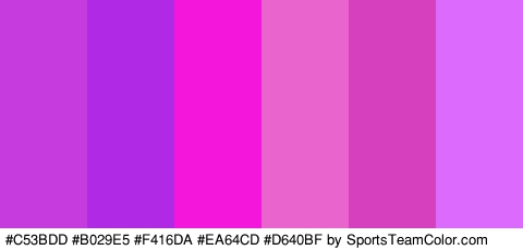 #C53BDD #B029E5 #F416DA #EA64CD #D640BF #DC6AFC Colors