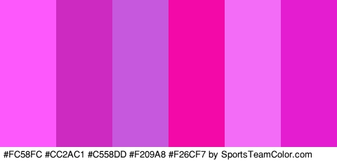 #FC58FC #CC2AC1 #C558DD #F209A8 #F26CF7 #E51DD1 Colors