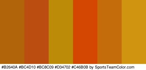 #B2640A #BC4D10 #BC8C09 #D34702 #C46B0B #D19410 Colors