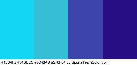 #13D4F2 #34BED3 #3C46AD #270F84 Colors