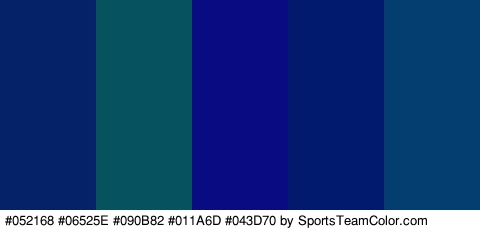 #052168 #06525E #090B82 #011A6D #043D70 Colors