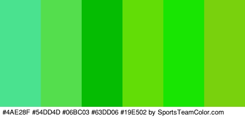 #4AE28F #54DD4D #06BC03 #63DD06 #19E502 #79D10E Colors