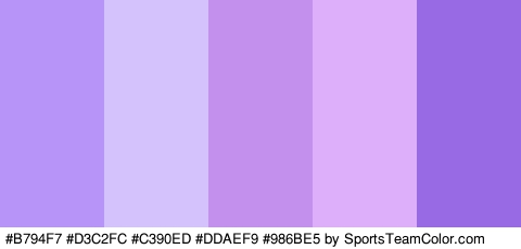 #B794F7 #D3C2FC #C390ED #DDAEF9 #986BE5 Colors