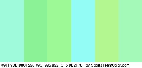 #9FF9DB #8CF296 #9CF995 #92FCF5 #B2F78F #A4F9B8 Colors