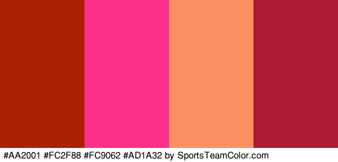 #AA2001 #FC2F88 #FC9062 #AD1A32 Colors