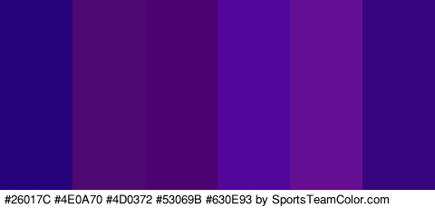 #26017C #4E0A70 #4D0372 #53069B #630E93 #36047C Colors