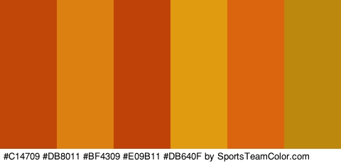 #C14709 #DB8011 #BF4309 #E09B11 #DB640F #BC880D Colors