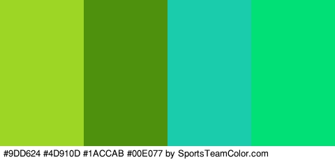 #9DD624 #4D910D #1ACCAB #00E077 Colors