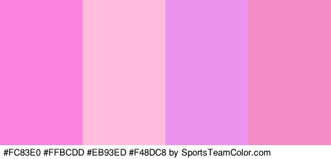 #FC83E0 #FFBCDD #EB93ED #F48DC8 Colors