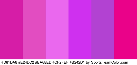 #D61DA8 #E24DC2 #EA68ED #CF2FEF #B242D1 #EA0289 Colors