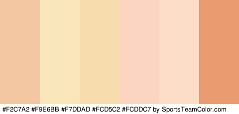 #F2C7A2 #F9E6BB #F7DDAD #FCD5C2 #FCDDC7 #EA9B70 Colors