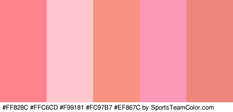 #FF828C #FFC6CD #F99181 #FC97B7 #EF867C Colors