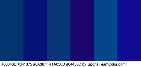 #03346D #041375 #0A3677 #1A056D #04458C #120B93 Colors