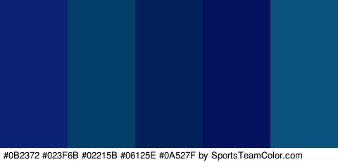 #0B2372 #023F6B #02215B #06125E #0A527F Colors