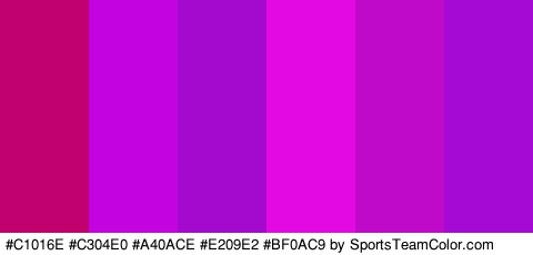 #C1016E #C304E0 #A40ACE #E209E2 #BF0AC9 #A40AD3 Colors