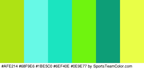 #AFE214 #68F9E6 #1BE5C0 #6EF40E #0E9E77 #E9FF47 Colors