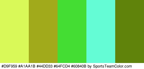 #D9F959 #A1AA1B #44DD33 #64FCD4 #60840B Colors