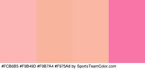 #FCB6B5 #F9B49D #F9B7A4 #F975A8 Colors