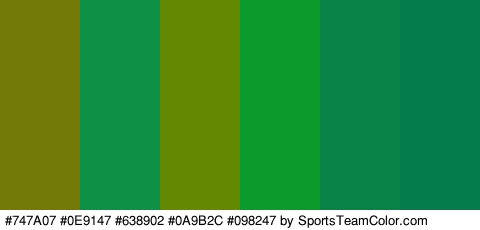 #747A07 #0E9147 #638902 #0A9B2C #098247 #047C4C Colors