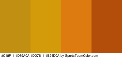 #C18F11 #D39A0A #DD7B11 #B24D0A Colors