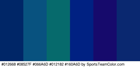 #012668 #08527F #066A6D #012182 #160A6D #0A2870 Colors