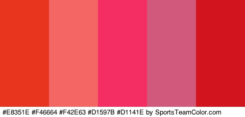 #E8351E #F46664 #F42E63 #D1597B #D1141E Colors