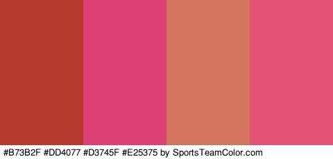 #B73B2F #DD4077 #D3745F #E25375 Colors