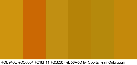 #CE940E #CC6804 #C18F11 #B58307 #B58A0C #C4890B Colors