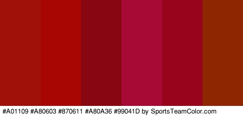 #A01109 #A80603 #870611 #A80A36 #99041D #8E2701 Colors