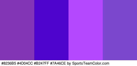 #8236B5 #4D04CC #B247FF #7A46CE Colors