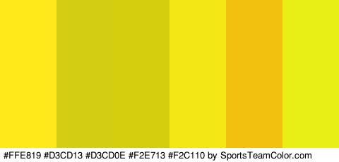 #FFE819 #D3CD13 #D3CD0E #F2E713 #F2C110 #E8EF15 Colors