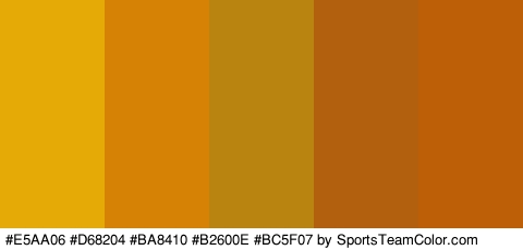 #E5AA06 #D68204 #BA8410 #B2600E #BC5F07 Colors