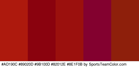 #AD190C #89020D #9B100D #82012E #8E1F0B Colors