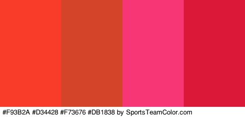 #F93B2A #D34428 #F73676 #DB1838 Colors