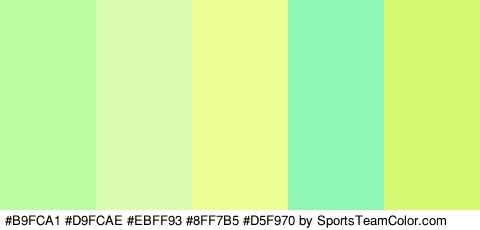 #B9FCA1 #D9FCAE #EBFF93 #8FF7B5 #D5F970 Colors