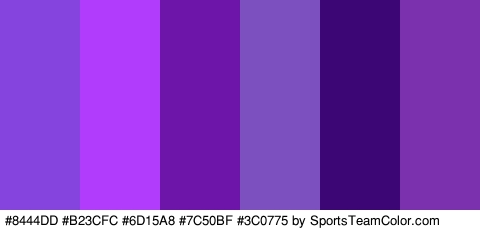 #8444DD #B23CFC #6D15A8 #7C50BF #3C0775 #7B30AD Colors