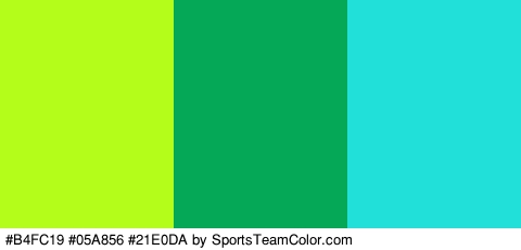 #B4FC19 #05A856 #21E0DA Colors