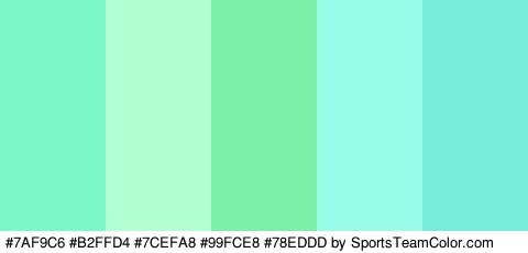 #7AF9C6 #B2FFD4 #7CEFA8 #99FCE8 #78EDDD Colors