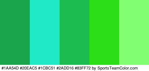 #1AA54D #20EAC5 #1CBC51 #2ADD16 #83FF72 Colors