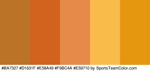 #BA7327 #D1631F #E58A49 #F9BC4A #E59710 Colors