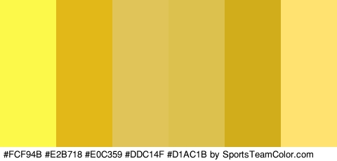 #FCF94B #E2B718 #E0C359 #DDC14F #D1AC1B #FFE270 Colors