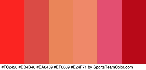 #FC2420 #DB4B46 #EA8459 #EF8869 #E24F71 #B70917 Colors