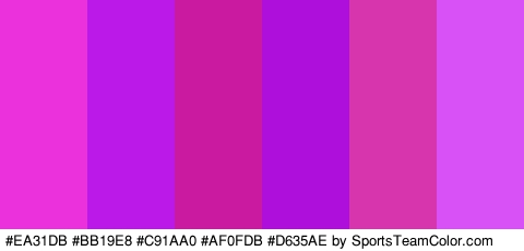 #EA31DB #BB19E8 #C91AA0 #AF0FDB #D635AE #D851F7 Colors