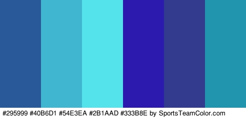 #295999 #40B6D1 #54E3EA #2B1AAD #333B8E #2095AD Colors