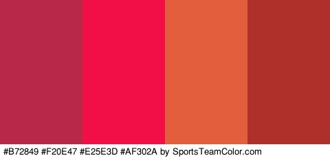 #B72849 #F20E47 #E25E3D #AF302A Colors