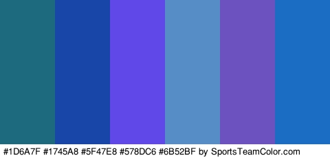 #1D6A7F #1745A8 #5F47E8 #578DC6 #6B52BF #1B6DC4 Colors