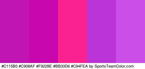 #C115B0 #C908AF #F9228E #BB33D6 #C94FEA Colors