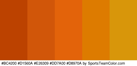 #BC4200 #D1560A #E26309 #DD7A00 #D8970A Colors