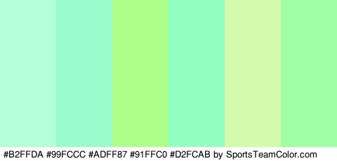 #B2FFDA #99FCCC #ADFF87 #91FFC0 #D2FCAB #A0FFA2 Colors