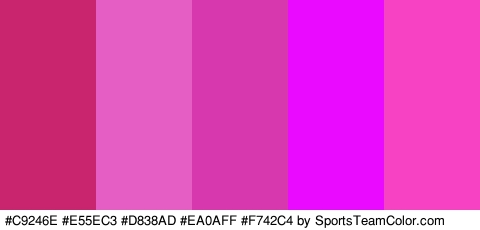 #C9246E #E55EC3 #D838AD #EA0AFF #F742C4 Colors